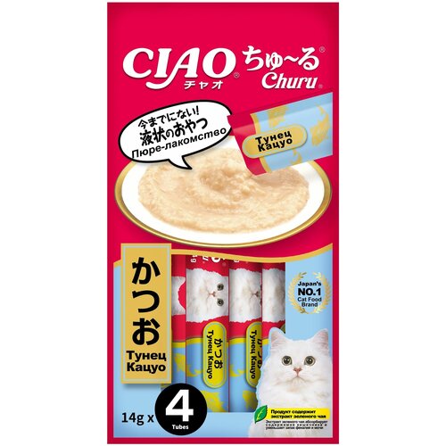 Лакомство для кошек Japan Premium Pet Inaba Ciao Churu Тунец кацуо (пюре) 56 гр