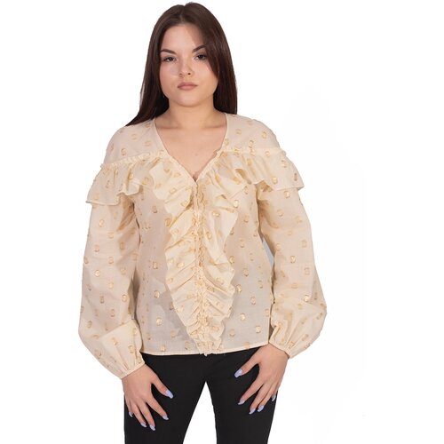 Блуза  LIU JO, нарядный стиль, длинный рукав, полупрозрачная, размер 42, бежевый