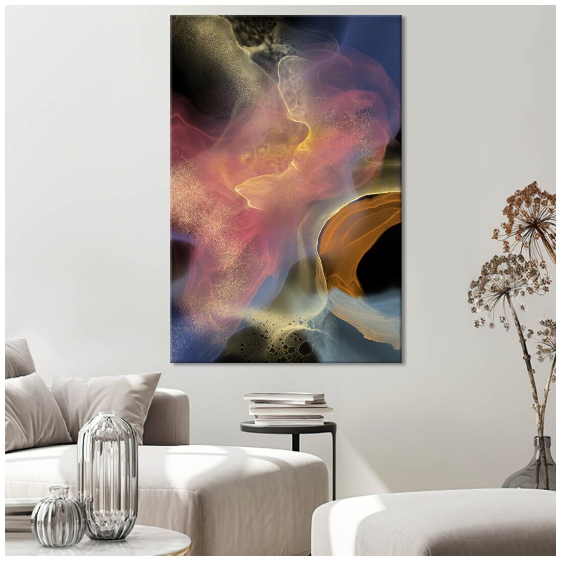 Картина интерьерная на холсте Art. home24 Разноцветный дым, 100 x 150