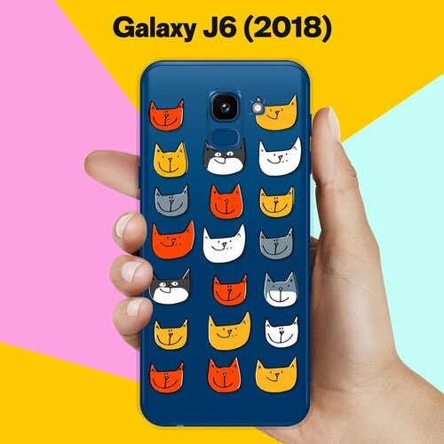 Силиконовый чехол Узор из котов на Samsung Galaxy J6 (2018) силиконовый чехол узор из планет на samsung galaxy j6 2018