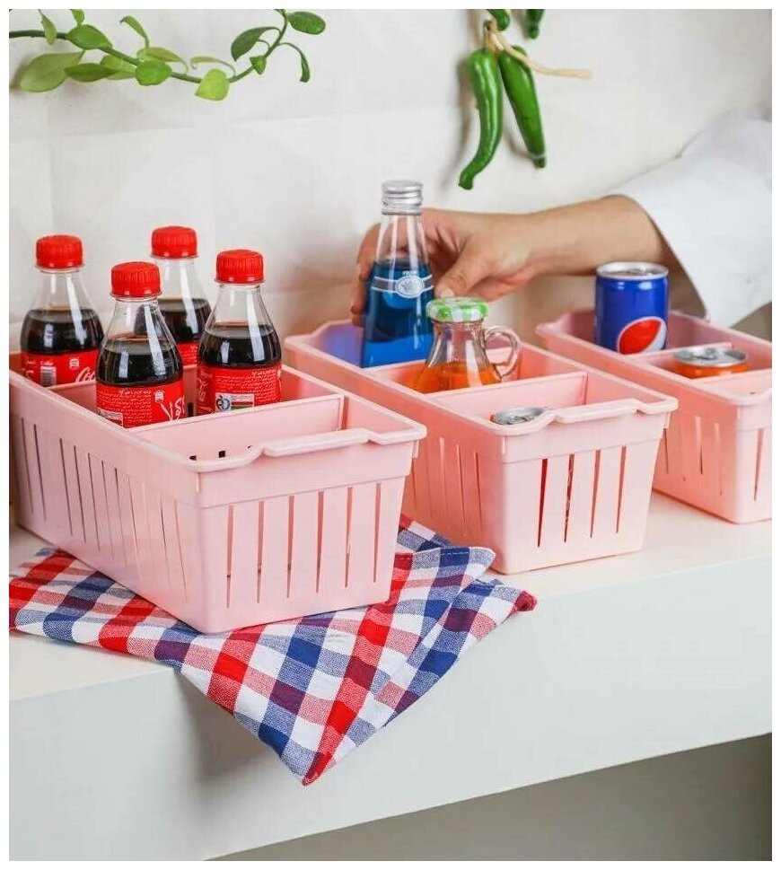 Пластиковый органайзер для хранения со съемными перегородками серый для дома, кухни, офиса - фотография № 7