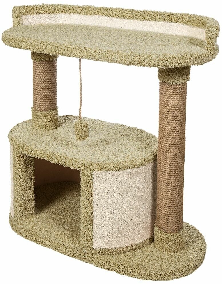 Игровой комплекс для кошек , когтеточка с домиком и лежанкой "Соня" оливковый - фотография № 11