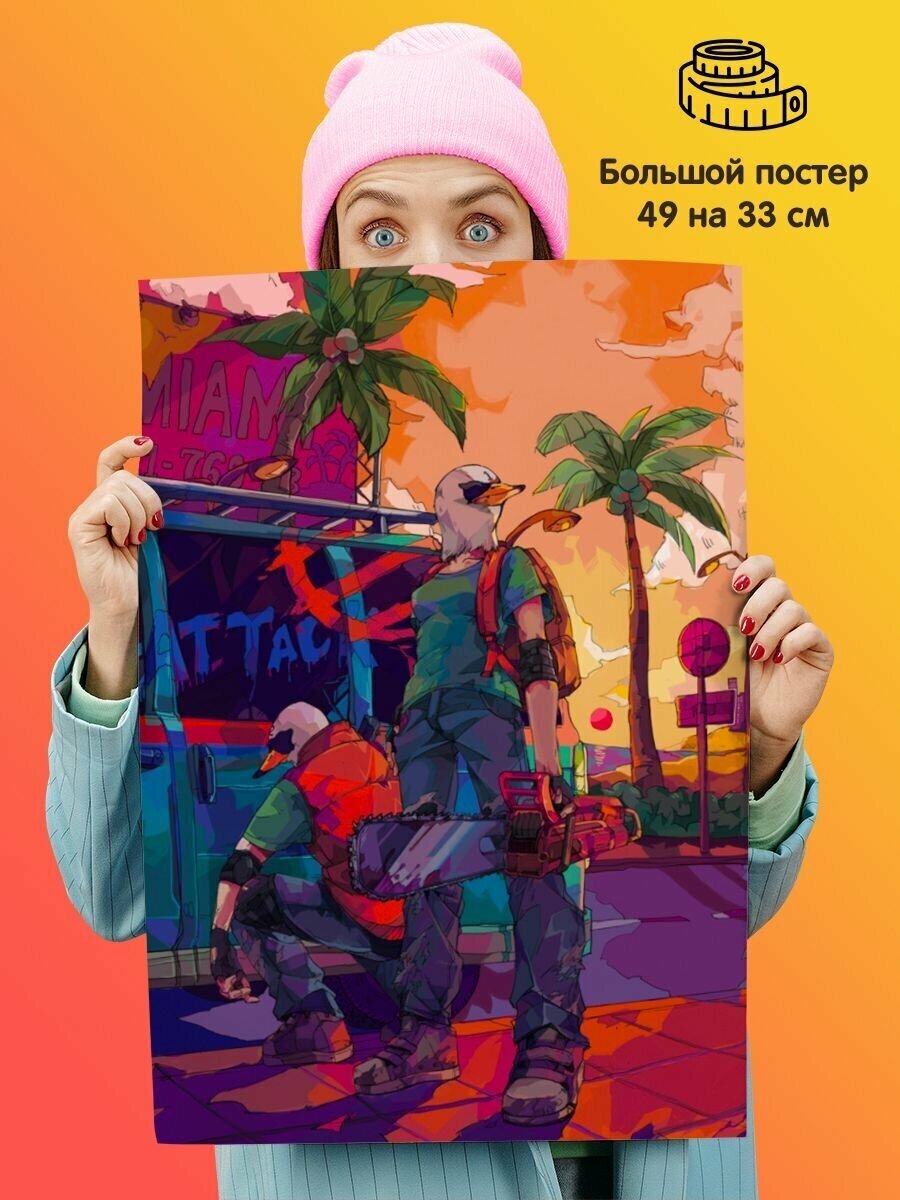 Постер плакат Hotline Miami Хотлайн Майами