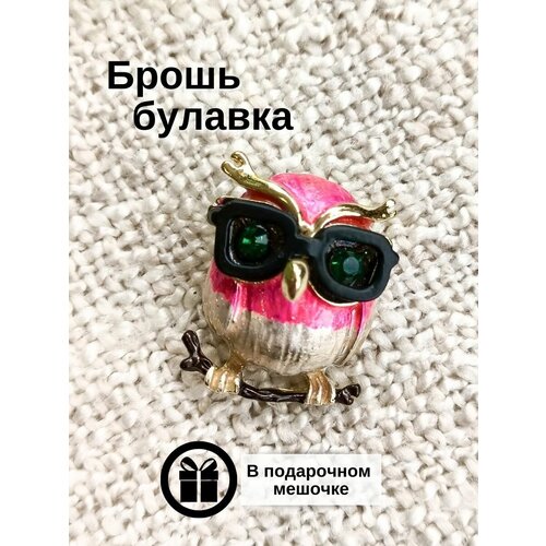 Брошь, стразы, розовый, черный