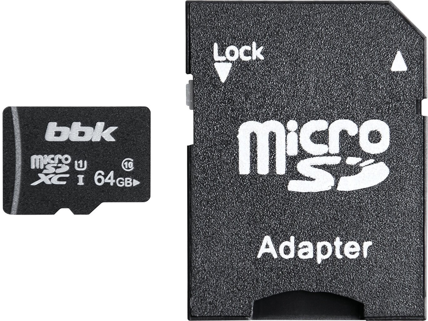 SD карта BBK 064GXCU1C10A, 64Гб, микро SDXC, UHS-1, класс 10, адаптер