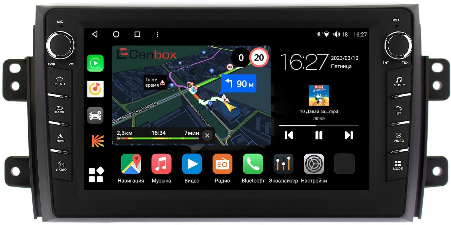 Штатная магнитола Suzuki SX4 (2006-2014) Canbox M-Line 7831-9035 на Android 10 (4G-SIM, 2/32, DSP, IPS) С крутилками