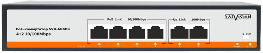 POE-коммутатор SVB-604PC 4 портовый +2 uplink