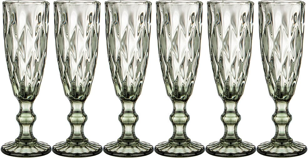 Набор бокалов для шампанского 781-116 ромбо 6 шт. серия muza color 150 мл