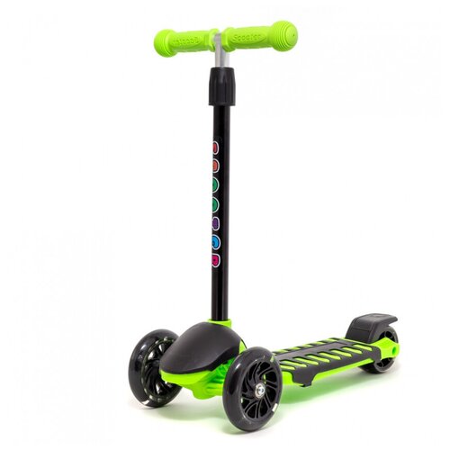фото Самокат, детский, трехколесный, колеса светятся, зеленый gift geek