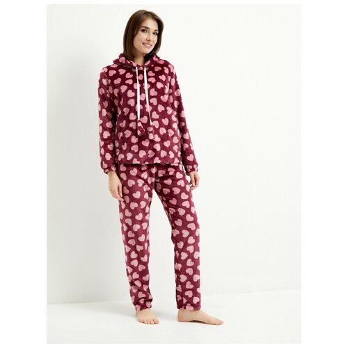 фото Костюм домашний женский тёплый зимний велсофт мсм-виктория 50 красный msm victoria