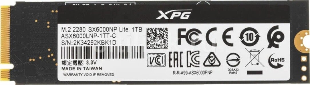 A-Data Накопитель SSD A-Data PCI-E x4 1Tb ASX6000LNP-1TT-C XPG SX6000 Lite M.2 2280 - фотография № 3