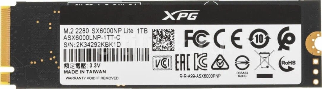 Твердотельный накопитель XPG SX6000 Lite 1 ТБ M2 ASX6000LNP-1TT-C