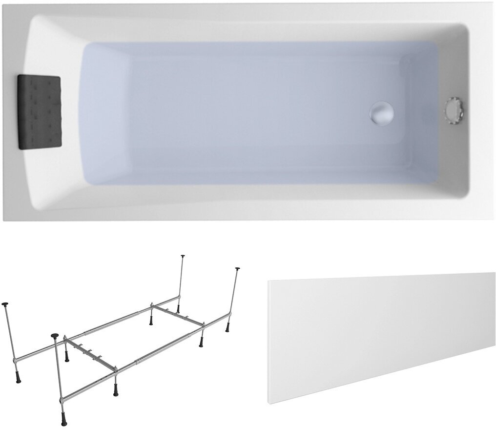 Ванна акриловая 160х70 Lavinia Boho One S2-3701006P в наборе 4 в 1: прямоугольная ванна 160 х 70 см, усиленный металлический каркас, мягкий подголовник, лицевой экран