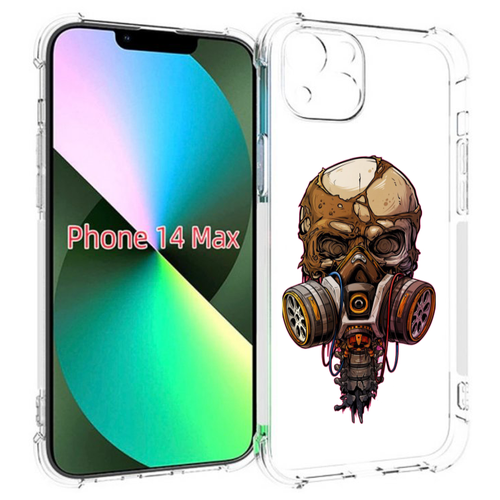 Чехол MyPads Подробный красочный человеческий череп с противогазом для iPhone 14 Plus (6.7) задняя-панель-накладка-бампер