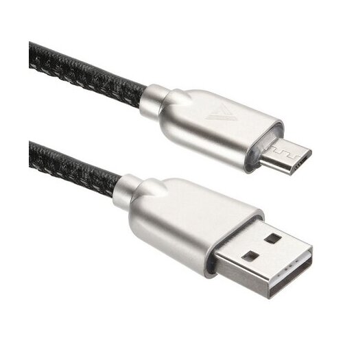 USB кабель ACD-Allure MicroUSB ~ USB-A Кожа, 1м, черный (ACD-U926-M1B)