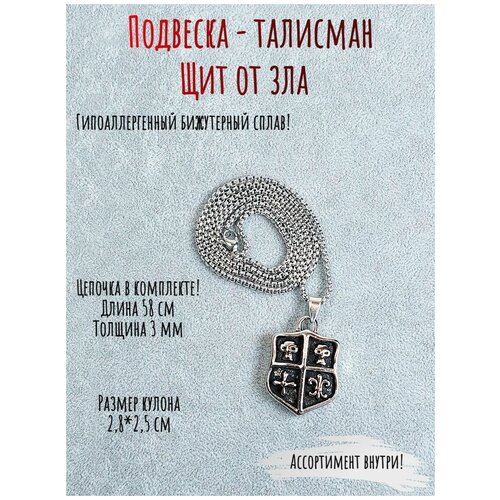 фото Подвеска кулон на шею медсталь амулет щит череп оптимабизнес