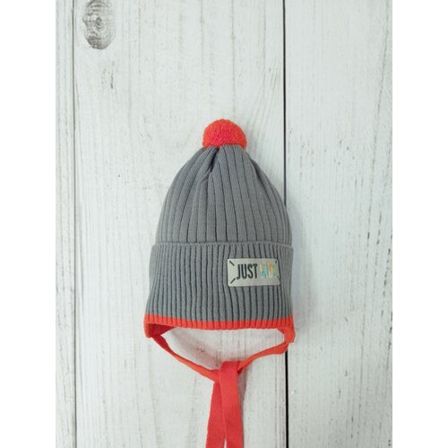 фото Шапка бини мой ангелок, размер 3-4 года, оранжевый, серый