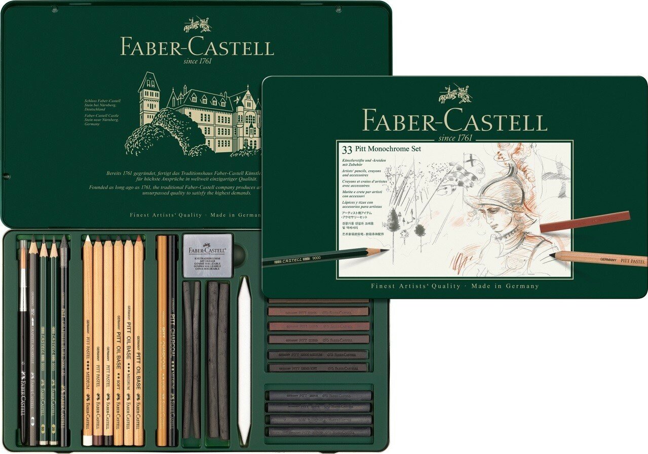 Чернографитовые карандаши Faber Castell Набор для рисования Faber-Castell PITT, 33 предм. (мет. коробка)