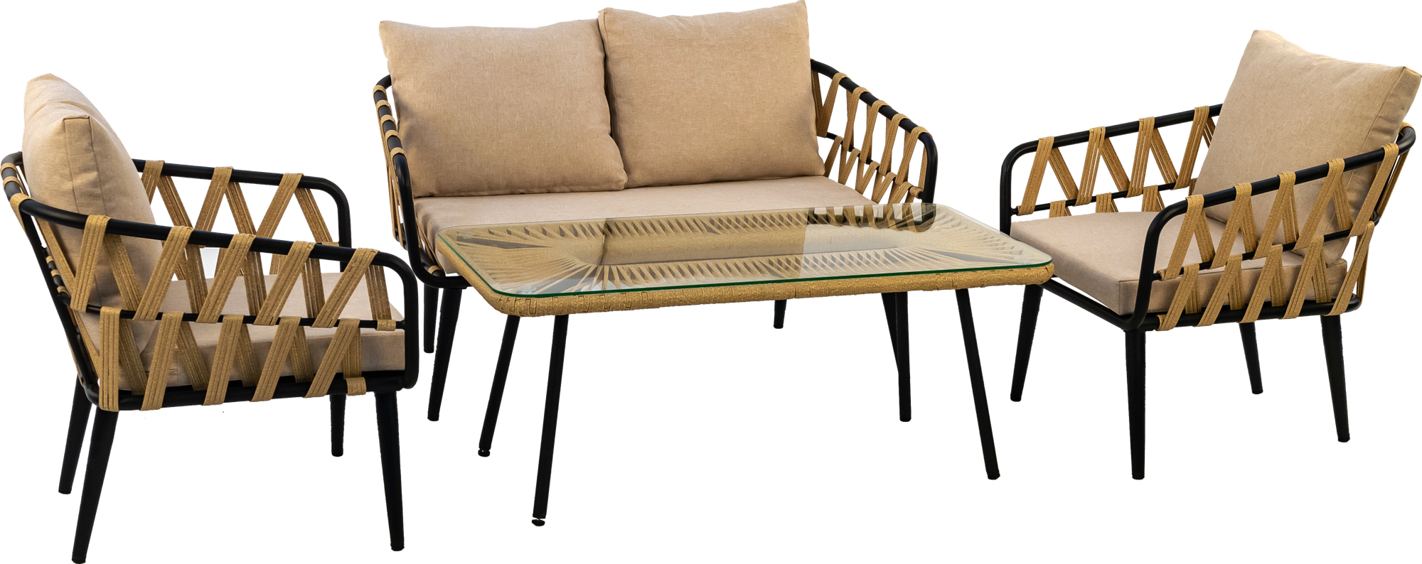 Комплект плетеной мебели из искусственного ротанга ALFART LIMA (диван 2-мест, 2 кресла, стол журнальный) грано - фотография № 2