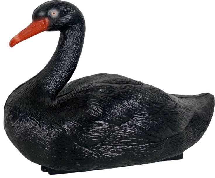 Фигура садовая пластиковая Лебедь черный 38*17*28 см / декоративная фигурка для пруда и сада / водоплавающая
