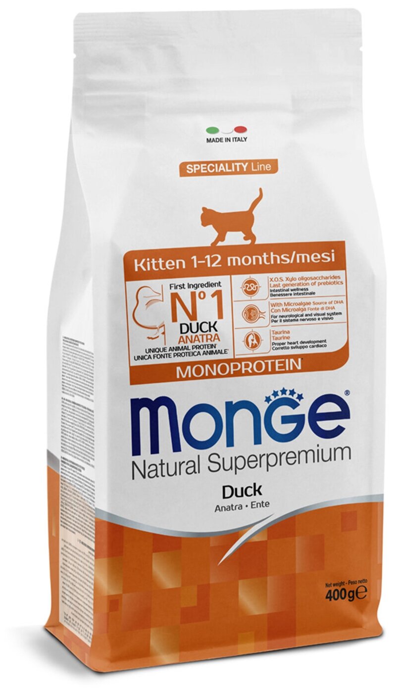 Сухой корм Monge Cat Speciality Line Monoprotein для котят и беременных кошек, из утки 400 г - фотография № 9