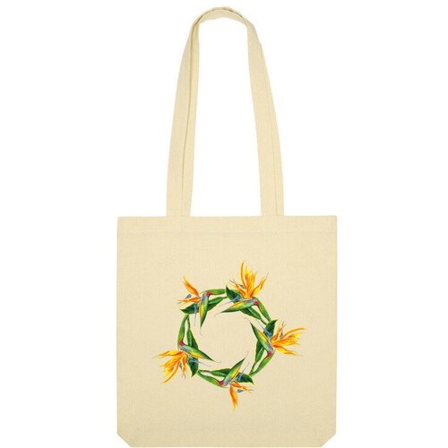 Сумка шоппер Us Basic, бежевый сумка тропические цветы венок бежевый