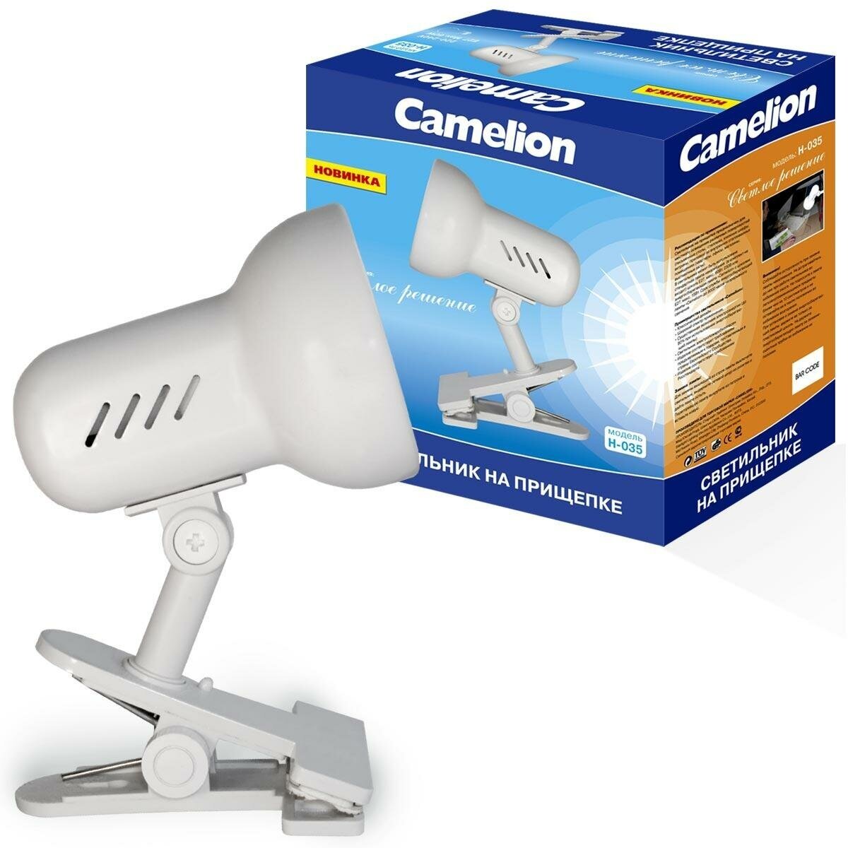 Лампа офисная Camelion Light Solution H-035, E27, 40 Вт, белый - фотография № 14