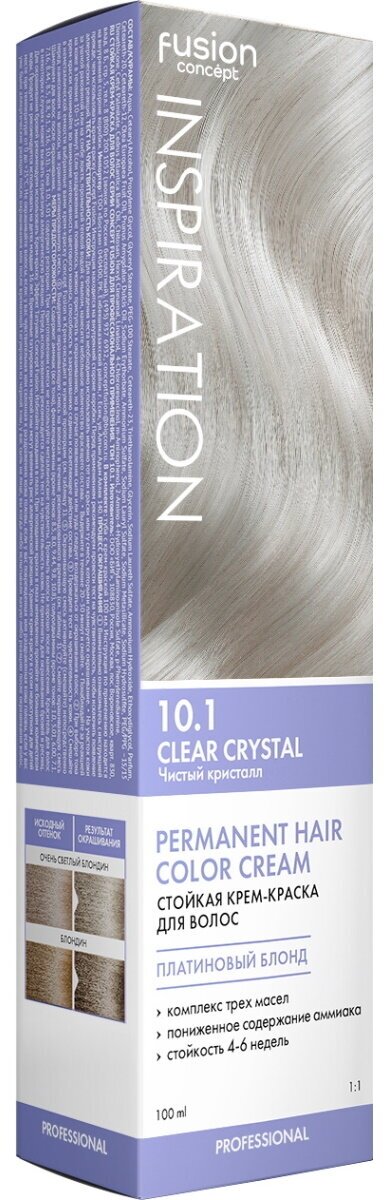 Крем-краска INSPIRATION для окрашивания волос CONCEPT FUSION 10.1 чистый кристалл 100 мл