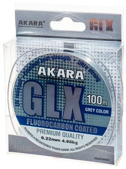 Akara Леска Akara GLX Premium Grey, диаметр 0.22 мм, тест 4.9 кг, 100 м, серая