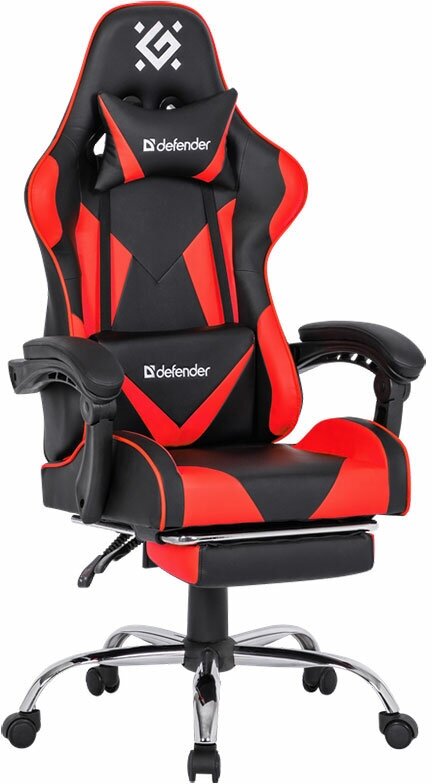 Игровое компьютерное кресло Defender Pilot Черный/Красный, полиуретан, 60 мм