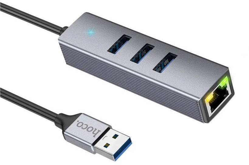 Хаб Гигабитный HOCO HB34 USB-A to USB 3.0 - 3 шт + RJ45