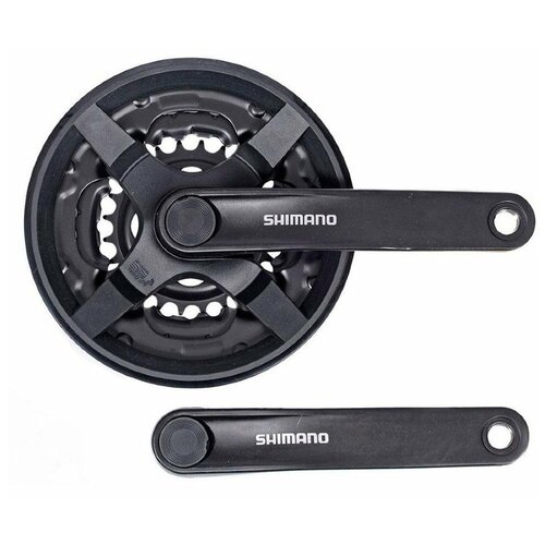 фото Система shimano ty301, 175мм, 48/38/28, с защитой, квадрат, черная, без упаковки