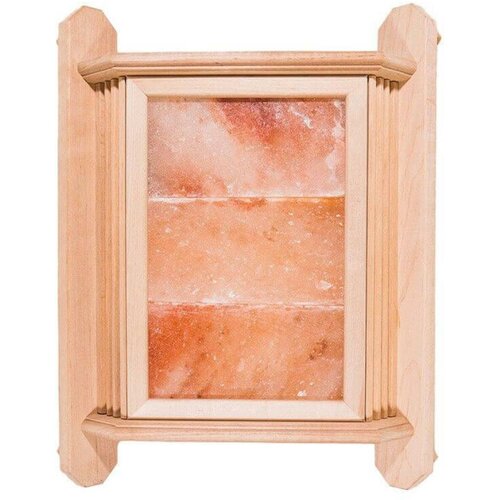 Абажур для бани угловой из ольхи с гималайской солью (3 плитки), 37х48 см