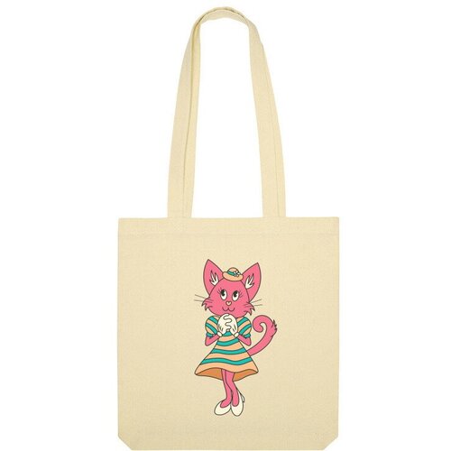 Сумка шоппер Us Basic, бежевый сумка ретро девушка кошка зеленое яблоко