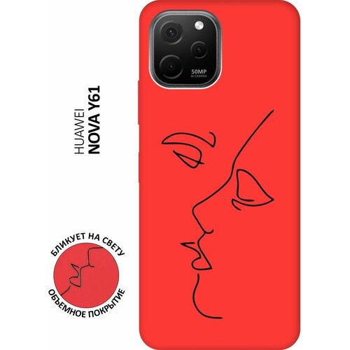 Матовый чехол Faces для Huawei nova Y61 / Хуавей У61 с 3D эффектом красный матовый чехол brave noah w для huawei nova y61 хуавей у61 с 3d эффектом красный