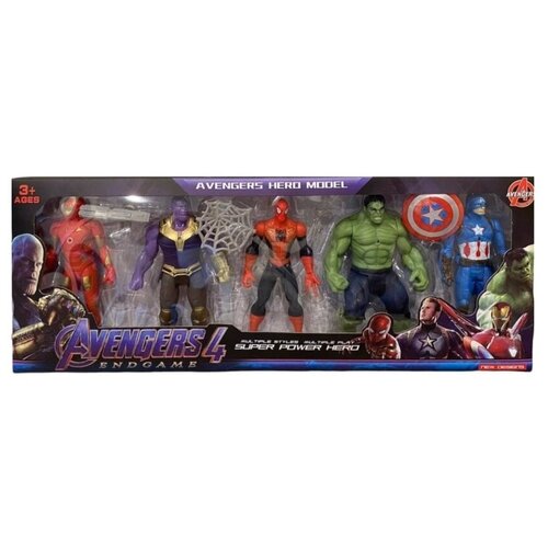 Игровой набор/ Avengers/ 5 фигурок/ 14.5 см/халк/человек паук/капитан америка/железный человек/танас