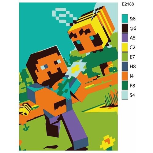Детская картина по номерам E2188 Игра Minecraft (Майнкрафт) 20x30