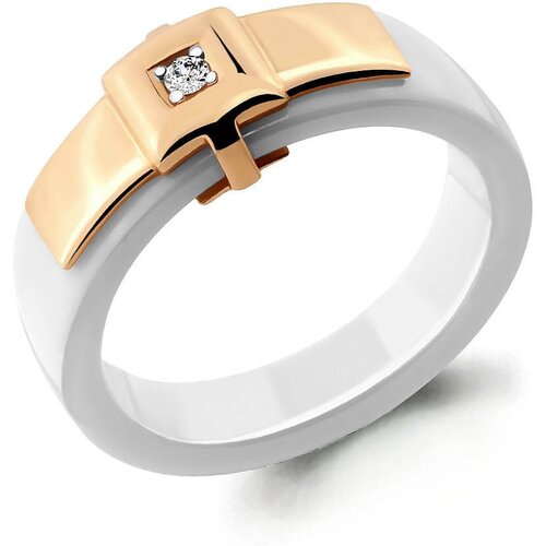 фото Золотое кольцо aquamarine 963316к с бриллиантом и керамикой diamant-online