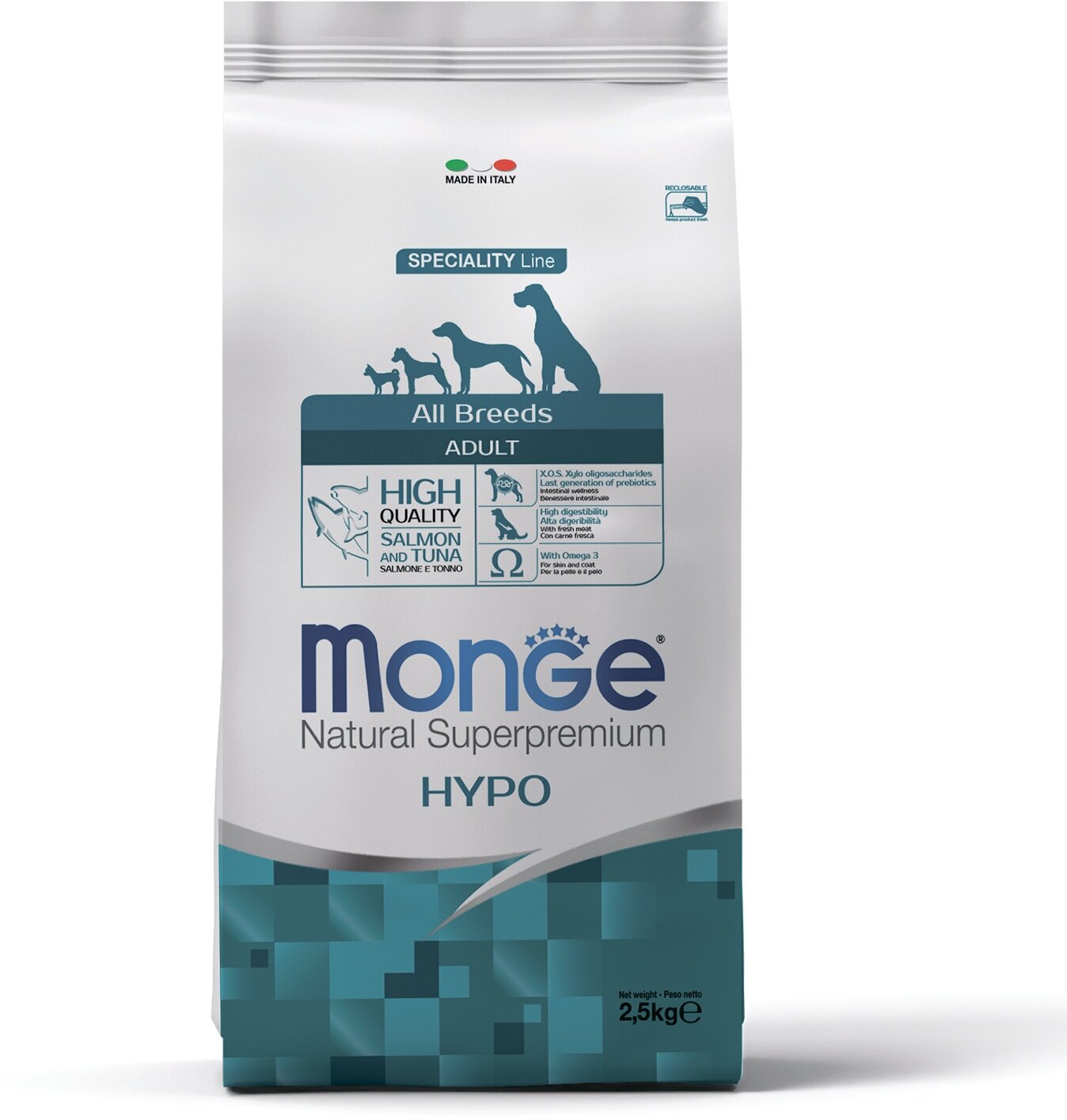 Monge Dog Speciality Hypo корм с лососем и тунцом для взрослых собак всех пород 2,5 кг