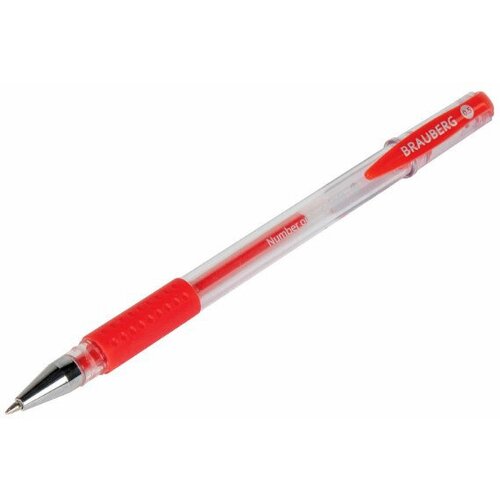 Ручка гелевая Number One (141195) прозрачный d=0.5мм красные чернила сменный стержень 1 стержень линия 0.35мм резиновая манжета