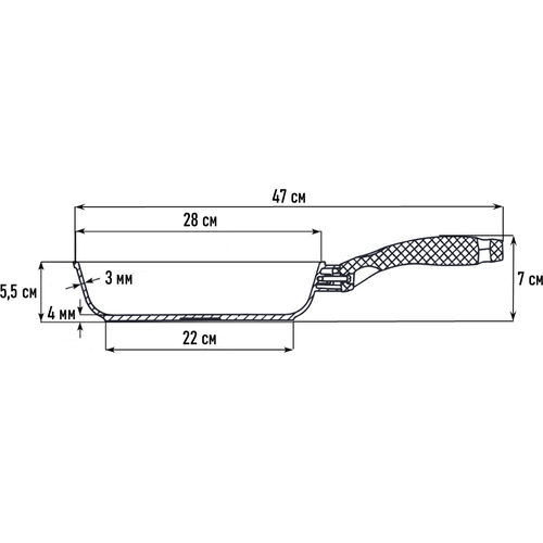 Сковорода гриль 28 см, для всех типов плит включая индукционные, многослойное антипригарное покрытие, Красавица 