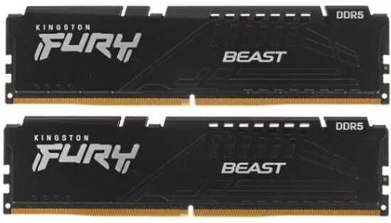 Оперативная память Kingston DDR 5 64Gb (2x32Gb) 5200Mhz pc-41600 FURY Beast Black XMP CL40 (KF552C40BBK2-64)