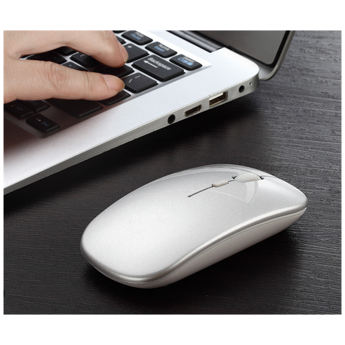 Мышь беспроводная для компьютера и ноутбука, пк, макбука / Wireless / серебристая
