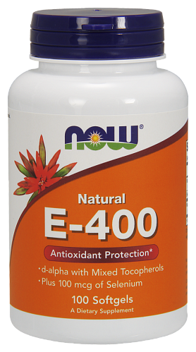 Витамин Е-400 Натуральный + Селен Нау Фудс (Vitamin E-400 + Selenium NOW Foods) 100 мкг 100 капсул