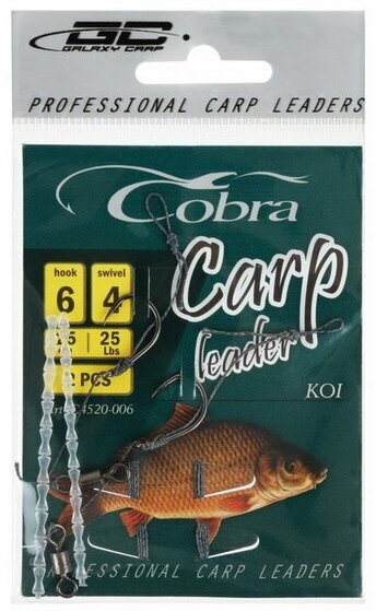 Крючки CARP KOI, № 06, 2 шт, с поводком 25 см