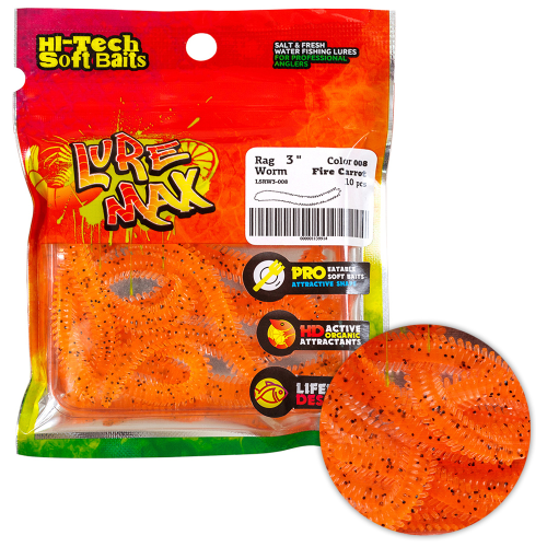 Силиконовая приманка Lure Max Rag Worm Fire Carrot 7см