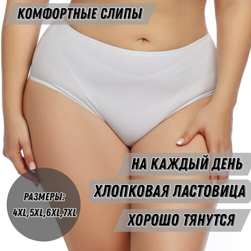 Трусы слипы L'Amour, завышенная посадка, с ластовицей, размер 5XL, белый