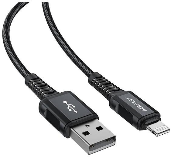 Cable / Кабель USB ACEFAST C4-02 для Lightning, 2.4А, длина 1.8м, черный