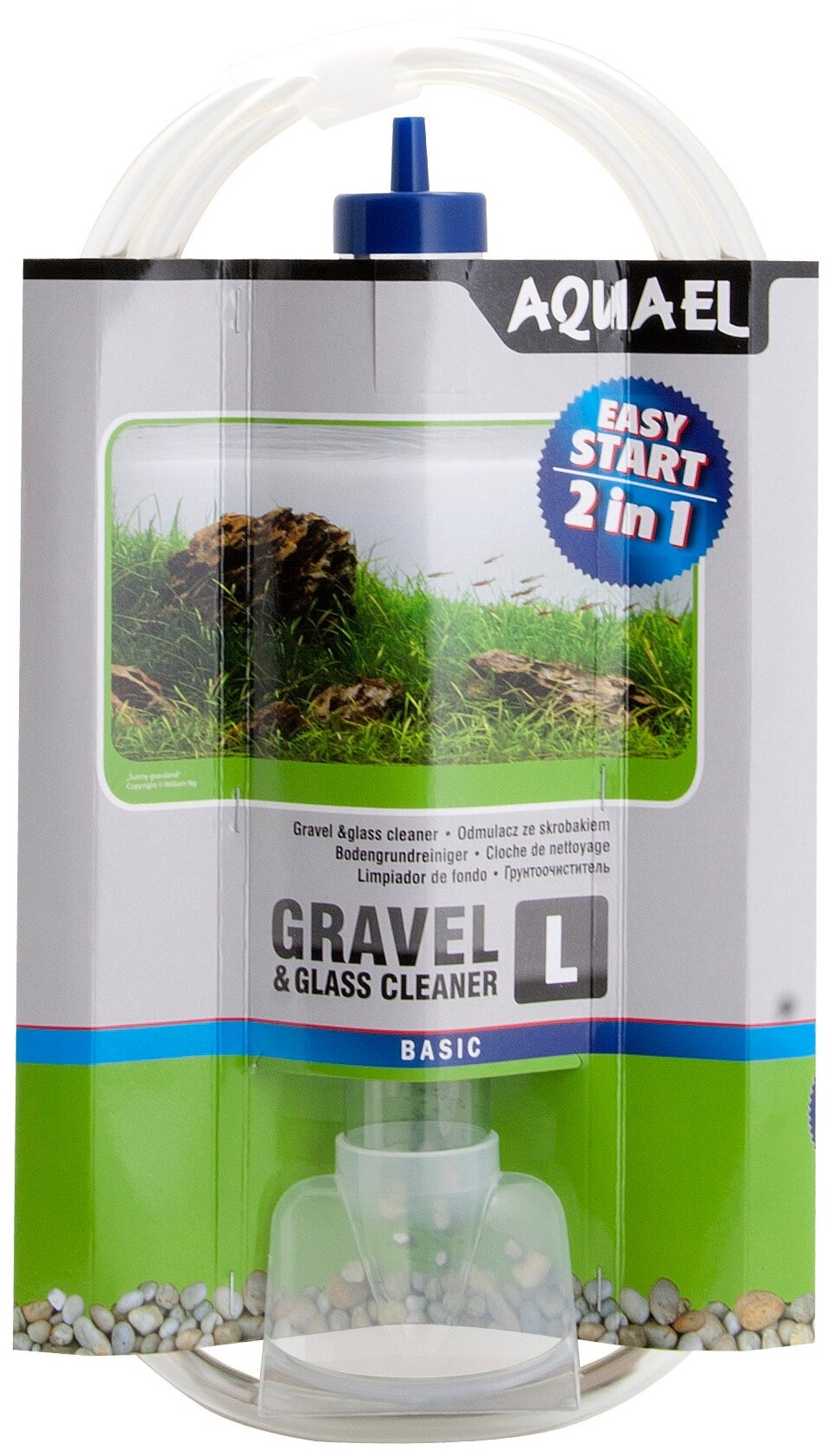 Грунтоочиститель для аквариума AQUAEL GRAVEL & GLASS CLEANER L (33 см) со скребком