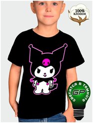 Футболка аниме Куроми Kuromi Хеллоу Китти Hello Kitty Кролик детская для мальчиков, для девочек унисекс оверсайз GlowPoint, 40